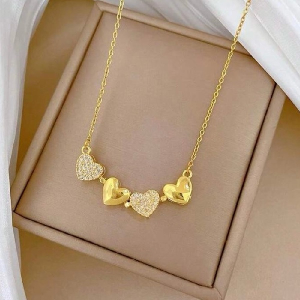 Gold Heart Stainless Steel 2 Way Pendant Necklace - Picture 3 of 6